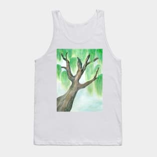 Watercolor Weeping Willow Tank Top